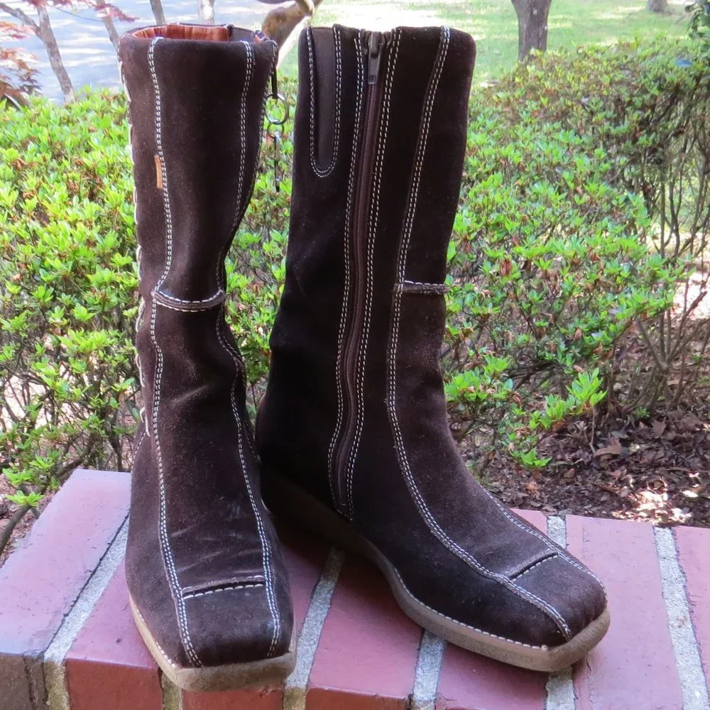 Vintage Gattino Leather Boots - Size 39 - Brown - Contrast Stitching - Suede - Picture 3 of 16